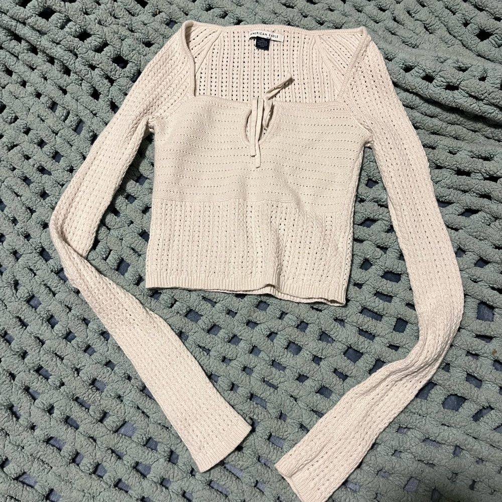 American Eagle Outfitters Ivory Knit Sweater